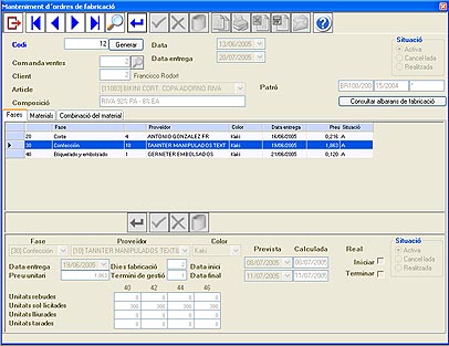L'ordre de fabricaci ens dna suficient informaci com per a tenir un control absolut